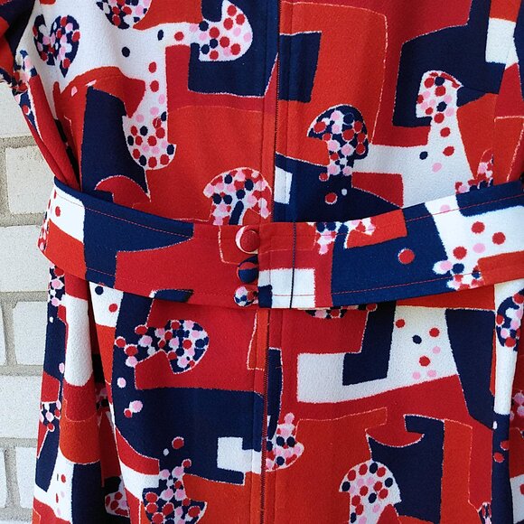 Vintage 70s Psychedelic Jacket 41.75 Chest Butterfly Collar Zipper Belt Retro Re - Picture 11 of 16